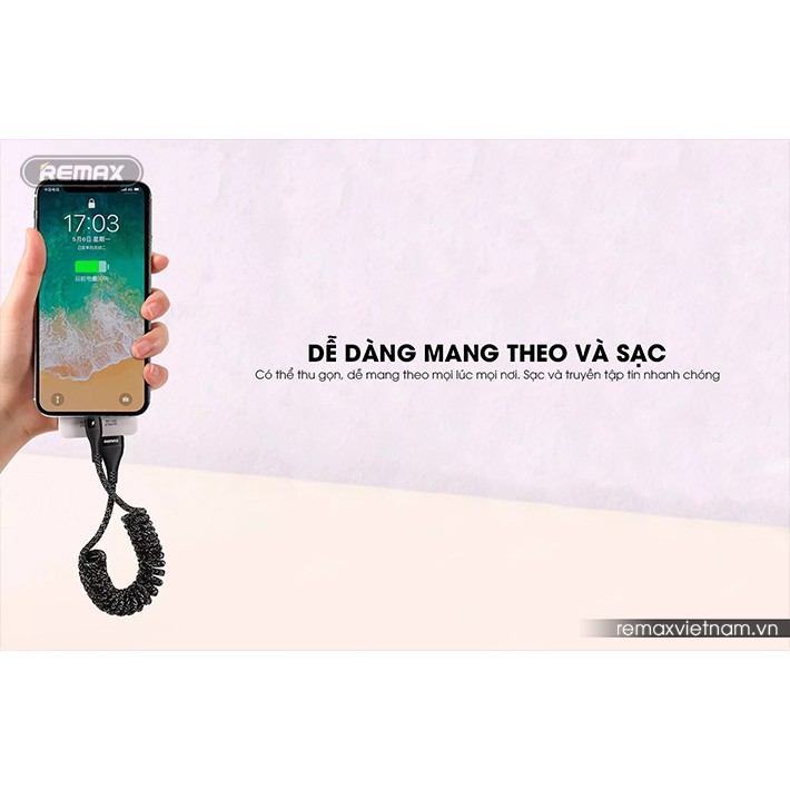 Cáp sạc/Micro/Type-C lò xo xoắn Remax RC-139i/m/a