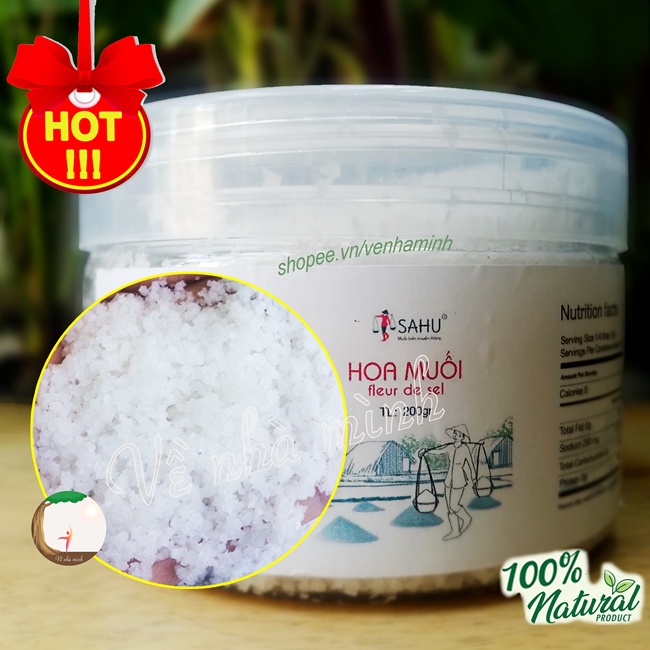 HOA MUỐI TRUYỀN THỐNG SAHU 200G (Muối biển Sa Huỳnh - Quảng Ngãi) sản xuất theo phương pháp truyền thống tự nhiên