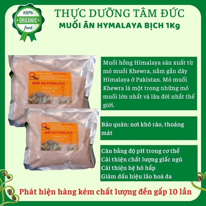 Muối ăn Himalaya Quy Nguyên gói 1kg - Thầy Tuệ Hải chùa Long Hương