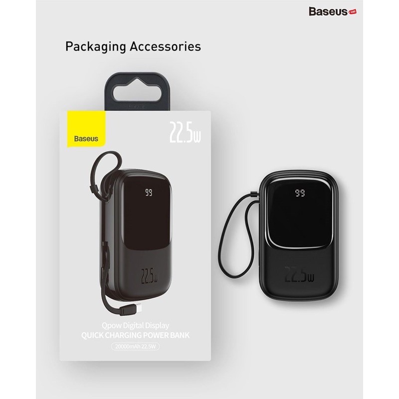Pin sạc dự phòng Baseus Qpow Digital Display quick charging power bank 20000mAh 22.5W