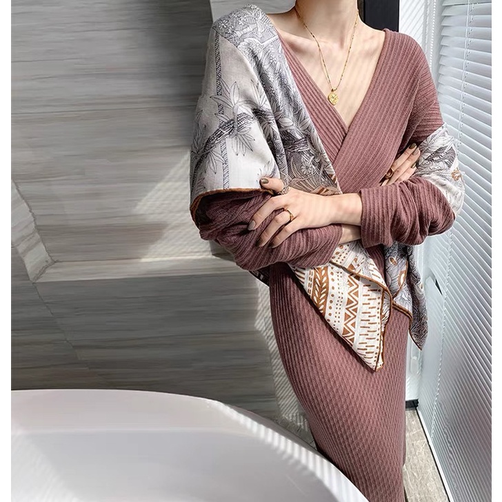 Đầm dệt kim dáng ôm chiết eo thời trang sang trọng cho nữ