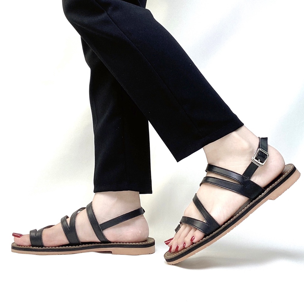 Giày Sandal Quai Mảnh Nữ Mặc Áo Dài Váy Đi học Nữ Thời Trang biển Đế Bệt Quai Mảnh Cao Cấp Hishoo VNXK Ulzzang  S075
