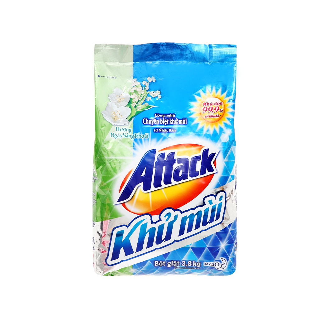 Bột giặt khử mùi Attack 3.8kg- Tặng túi bột giặt cùng loại 720g