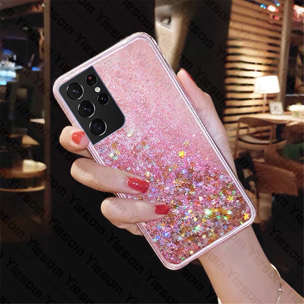Ốp điện thoại silicon mềm cát chảy lấp lánh cho Samsung Galaxy S21 S20 Ultra S20 FE S21Plus S10 Lite S9 Plus