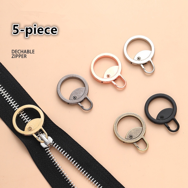 Set 5 Khóa Kéo Kim Loại Có Thể Tháo Rời Cho Quần Áo / Túi Xách / Áo Khoác / Giày