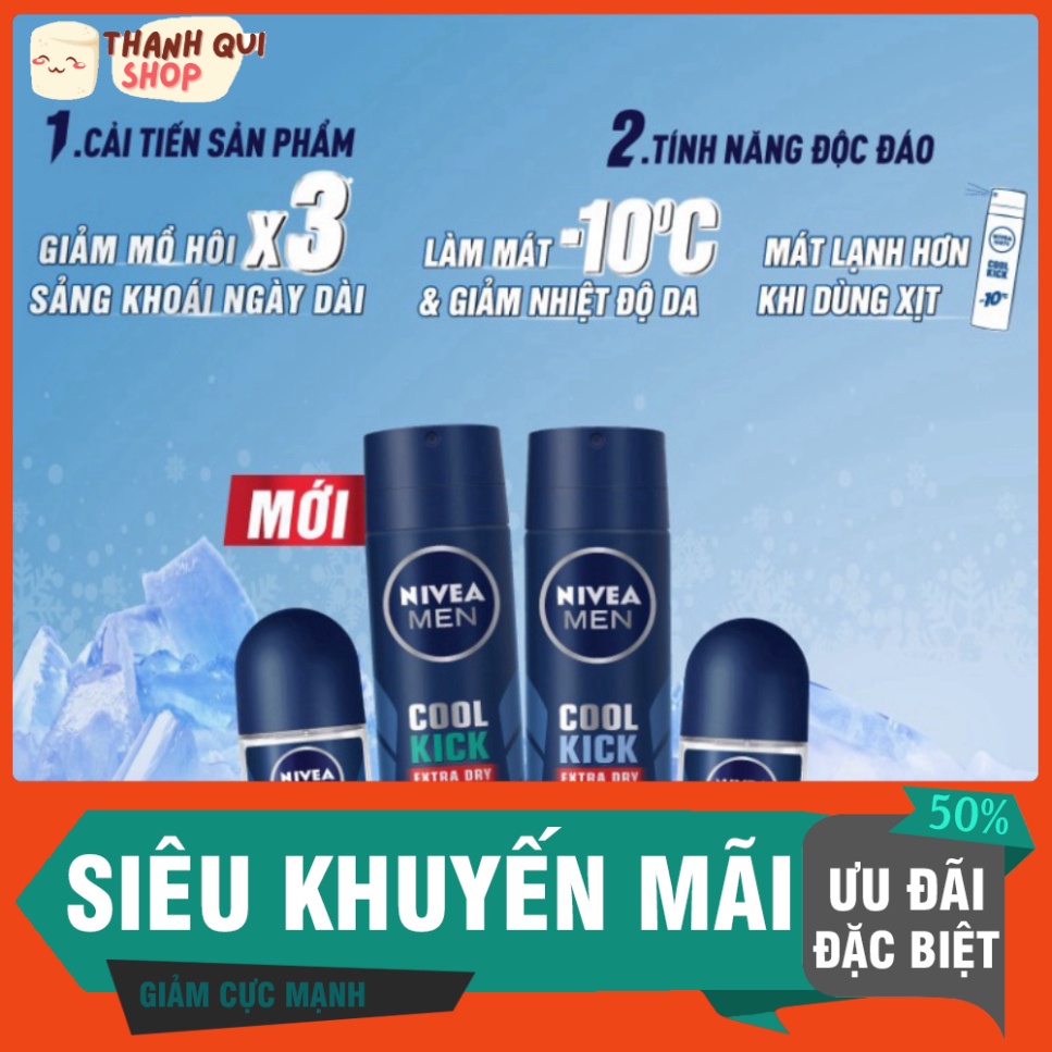 Combo 2 lăn ngăn mùi NIVEA MEN Cool Kick Mát Lạnh - Thơm sảng khoái (50ml/chai) - 83188