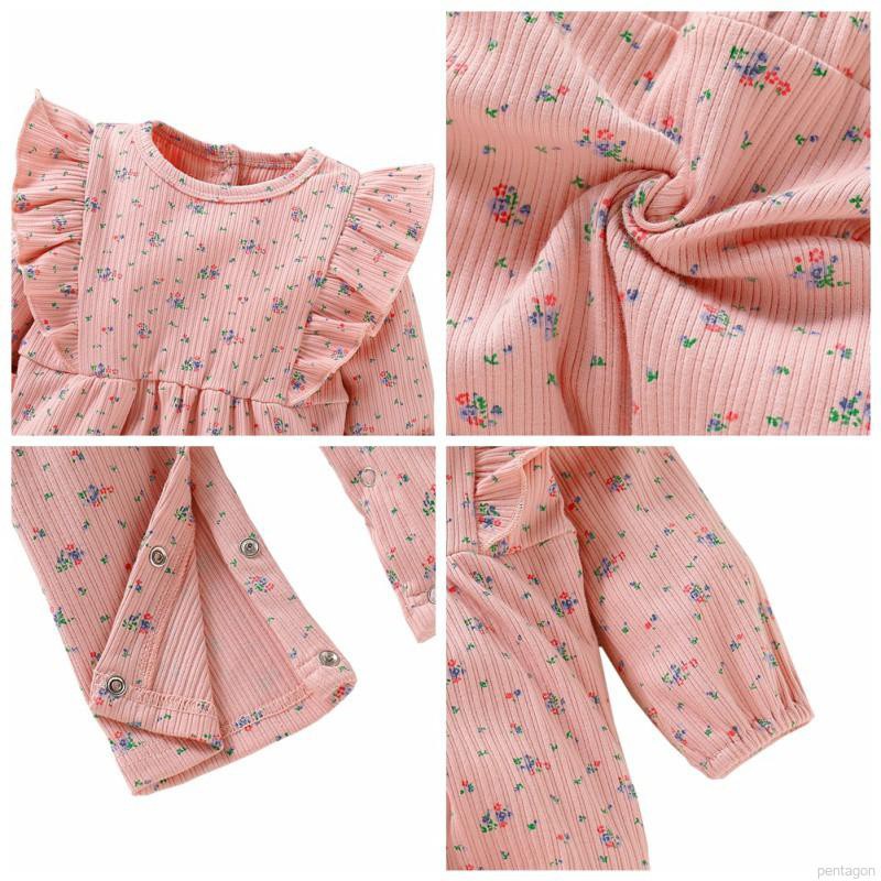 Jumpsuit tay dài hoạ tiết hoa cho bé gái