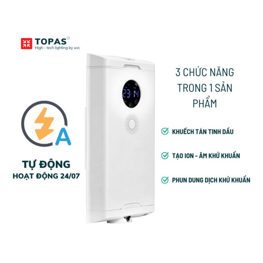 Máy khử khuẩn đa năng 3 trong 1 Topas - Khuếch tán tinh dầu - Luân chuyển hạt ion âm trong không khí