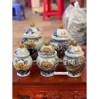 Choé Đựng Gạo, Muối, Nước Men Rạn Bát Tràng, Hũ Đựng Gạo Muối Nước Thờ Cúng