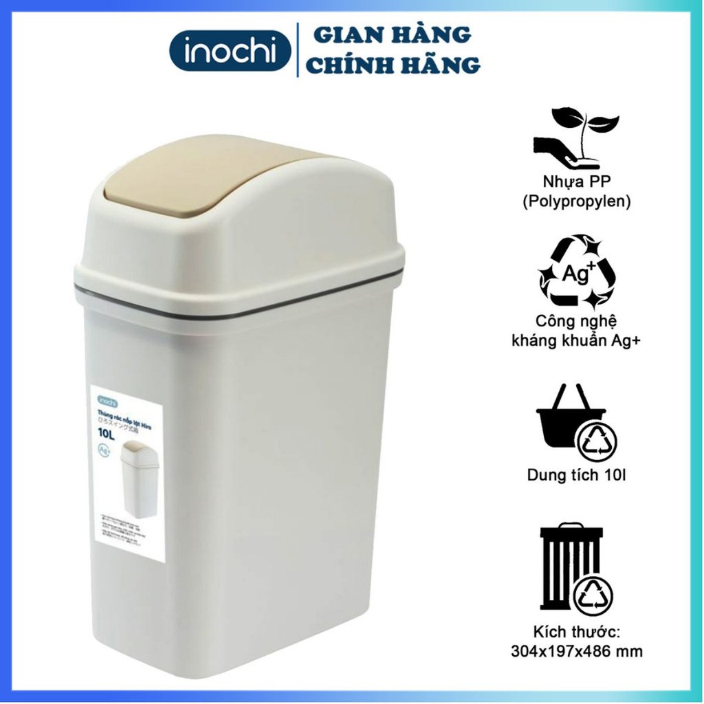 Thùng Rác Thông Minh -Nắp Lật Inochii 10 Lít Rất Đẹp Làm Sọt Rác Văn Phòng, Khách Sạn Gia Đình THRNL10L