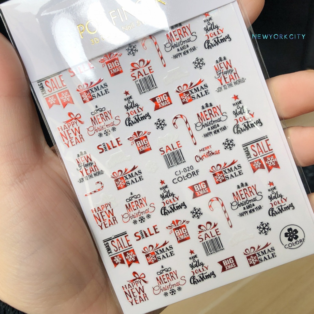 Miếng Dán Trang Trí Móng Tay Hình Bông Tuyết Giáng Sinh Ba Chiều Siêu Mỏng DIY