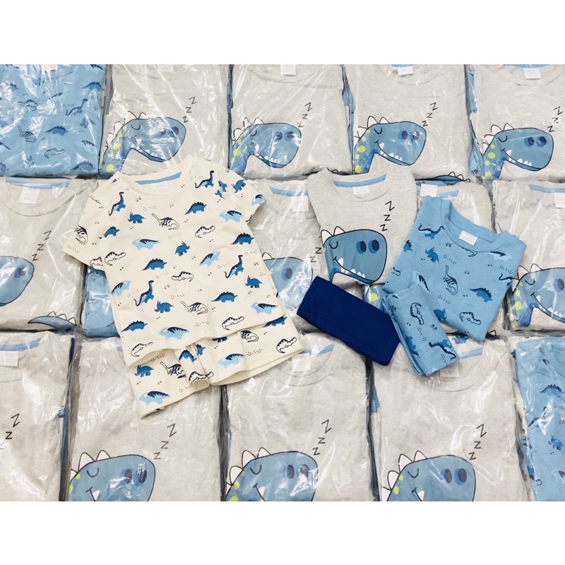 Set 3 bộ short cotton khủng long bé trai