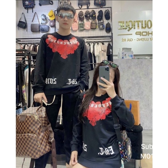 Áo Sweater Hoa Hồng To In Cổ HARI Siêu Hot