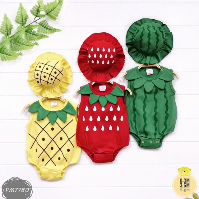 Body trái cây kèm nón cho bé sơ sinh