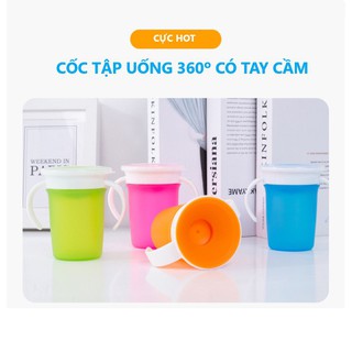 Cốc tập uống 360º drink cup có tay cầm, miệng silicon chống đổ