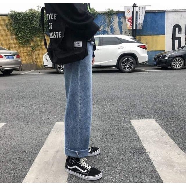 ( Jean Dày)Quần Baggy Jean unisex ống rộng phong cách bụi Cá tính.