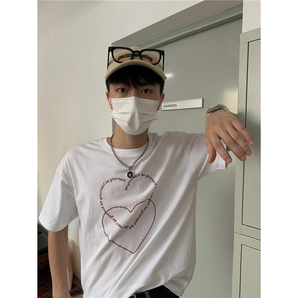 Áo Thun Dáng Rộng Ngắn Tay In Hình Trái Tim 62962