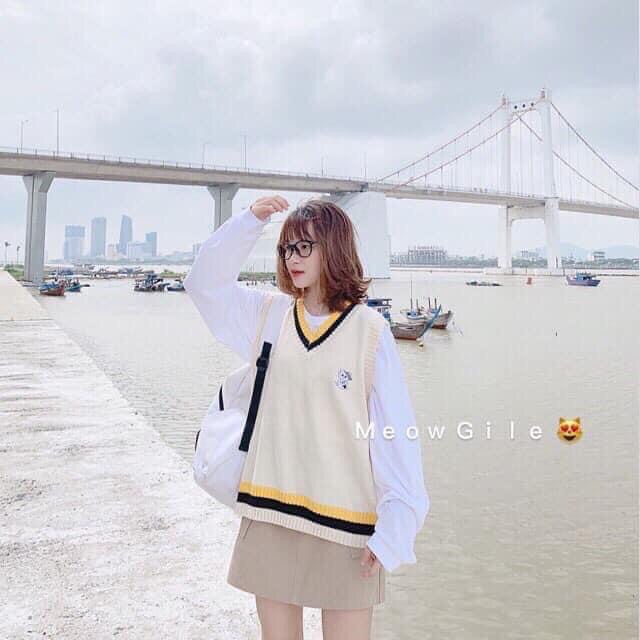 Áo gile thêu mèo len Quảng Châu (hình thật/sẵn) | BigBuy360 - bigbuy360.vn
