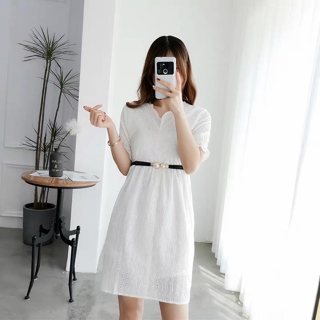 ĐAI VÁY HẠT NGỌC chun Meo shop  ĐV003 Nịt váy chun eo cài trước 2 hạt ngọc - thắt lưng váy phối da nữ màu đen