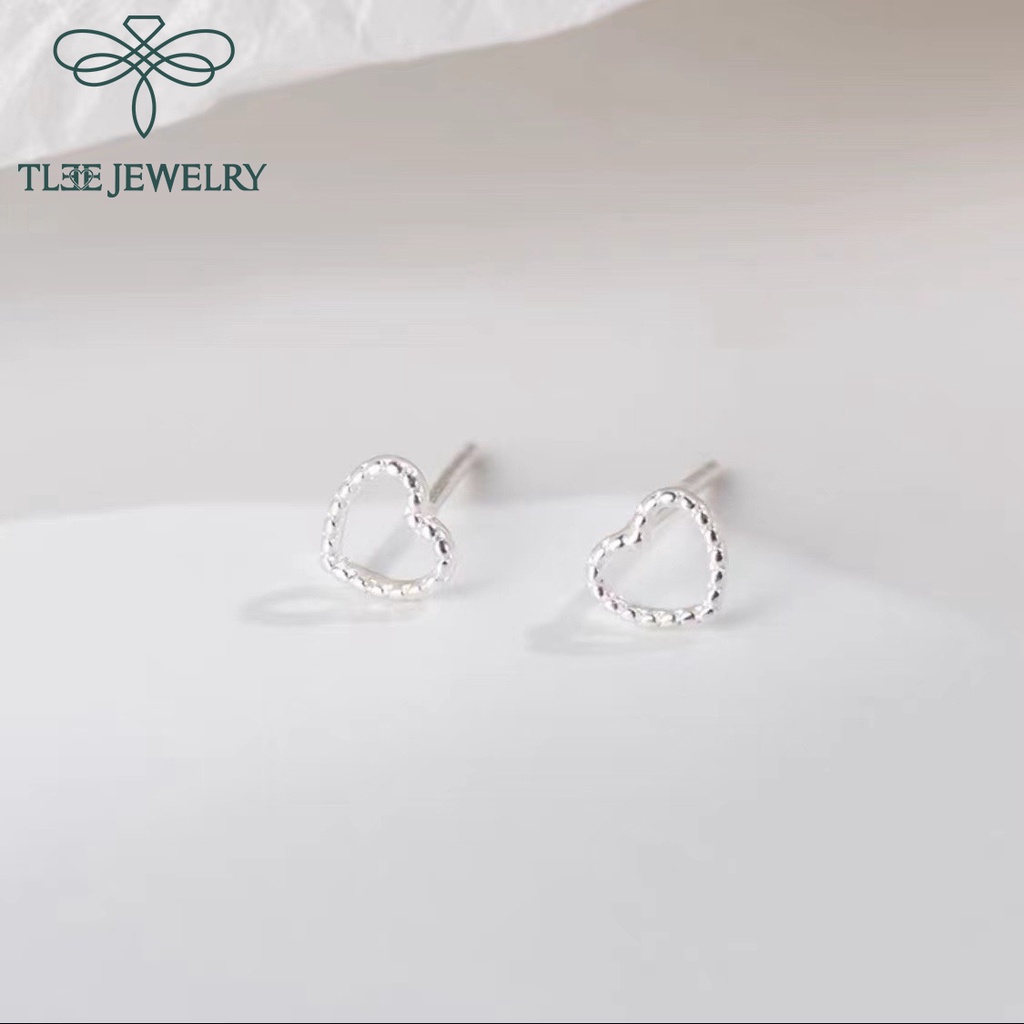 Khuyên tai bạc nữ TLEE mini hình khối phay giả đá xinh xắn TleeJewelry B0134