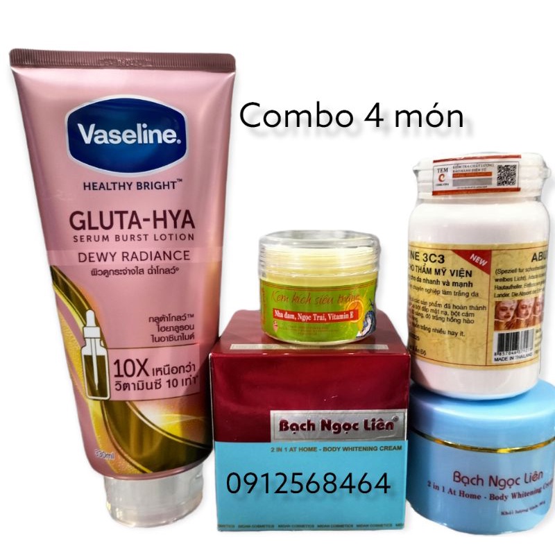 Combo Kem Bạch Ngọc Liên Vaseline Kích Kèm Trắng
