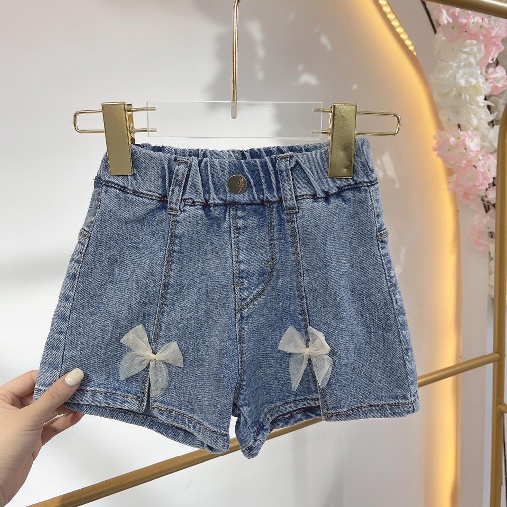 [Babycat] Hàng Có Sẵn Quần Short Jean Cotton Tinh Khiết Co Giãn Dễ Phối Đồ Thời Trang Mùa Hè Phong Cách Nhật Bản Hàn Quốc Cho Bé Gái