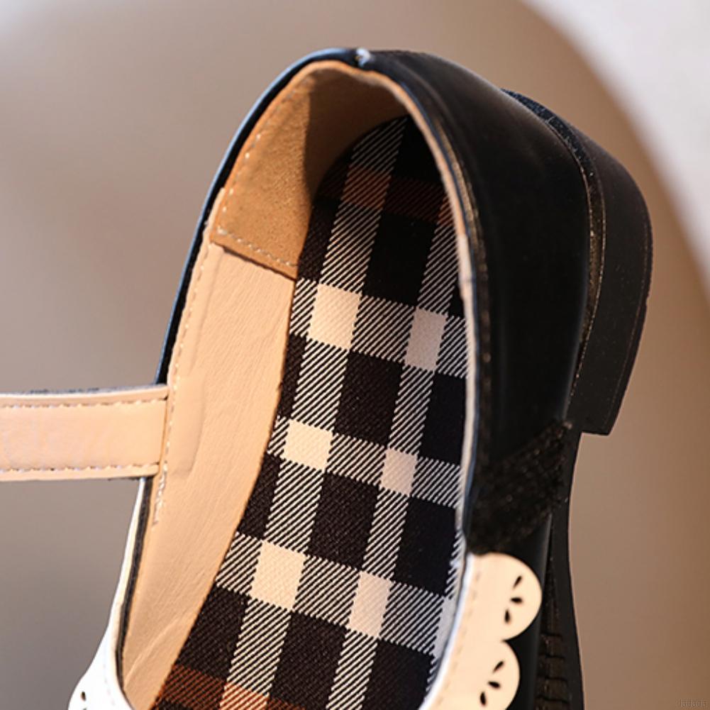 Giày Công Chúa Làm Từ Da Đế Phẳng Màu Đen Thời Trang Ngọt Ngào Cho Bé Gái