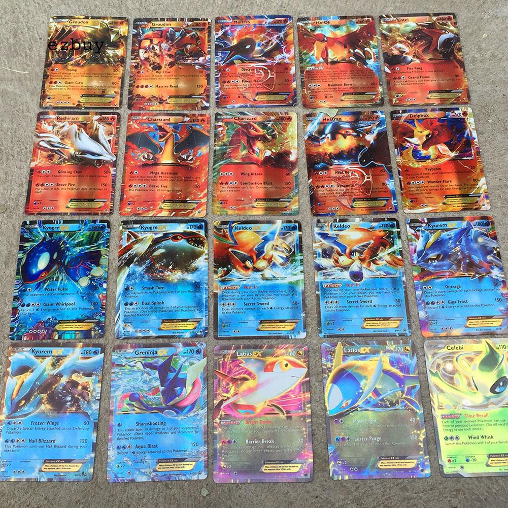 100 Thẻ chơi game Mega EX GX Pokemon TCG Anime