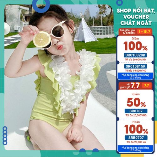Đồ Bơi Bé Gái, Bộ Bơi Trẻ Em, Bikini Một Mảnh Hở Lưng Cho Bé Gái Chất Liệu Lycra Từ 9-19 kg