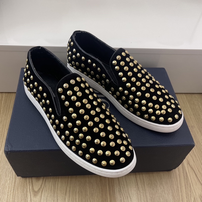 Giầy lười nam đính đinh vàng ảnh video thật size 39-43