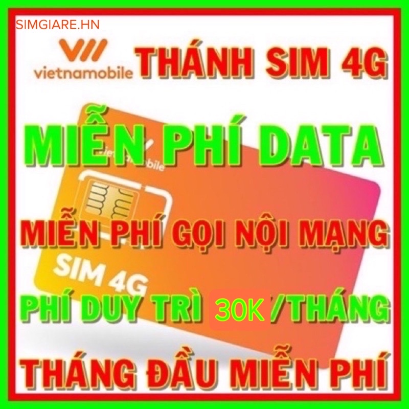 Sim VietNamobile 4G miễn phí Data + Miễn phí nghe gọi nội mạng