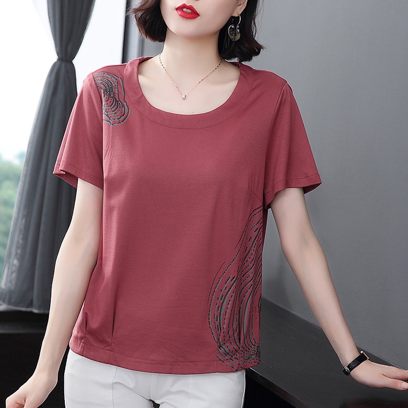 NT7251 Áo thun nữ hè tay ngắn cho người trung tuổi hàng nhập (50-75kg)