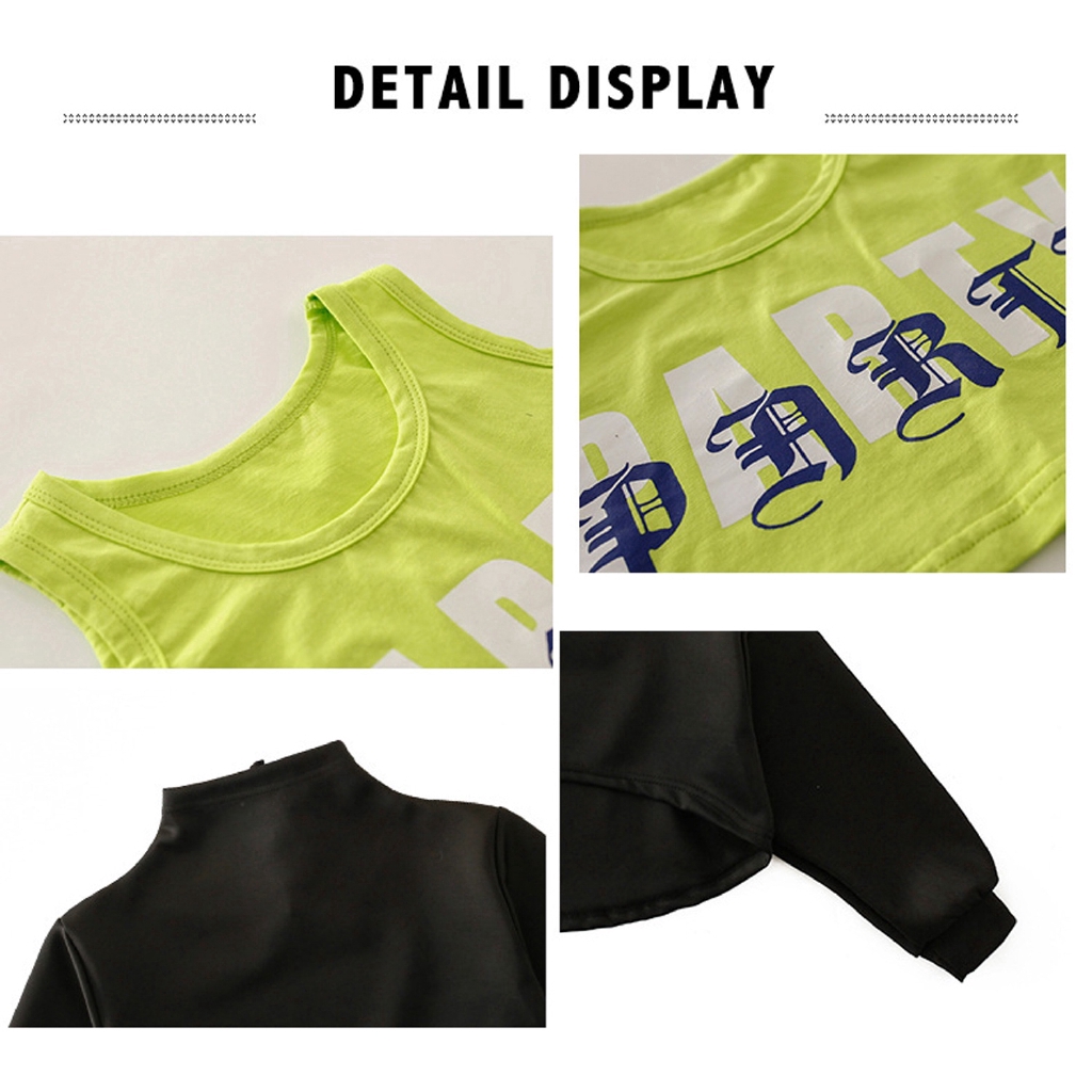 Set áo croptop + áo ba lỗ + quần jogger phong cách Hip hop thời trang dạo phố cho bé gái