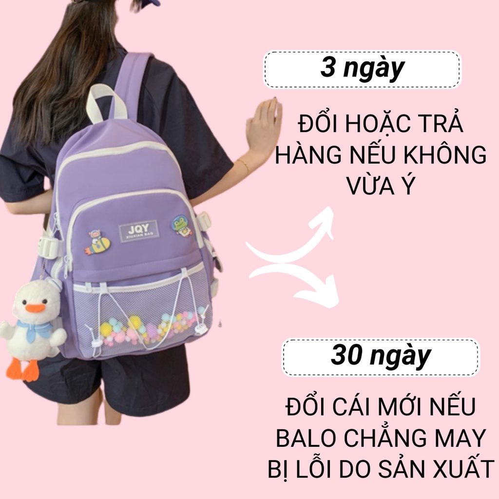 Cặp đi học nữ cho học sinh cấp 2 cấp 3 tặng kèm 2 sticker + đồ trang trí y hình (không móc) G204 - BaloGigo
