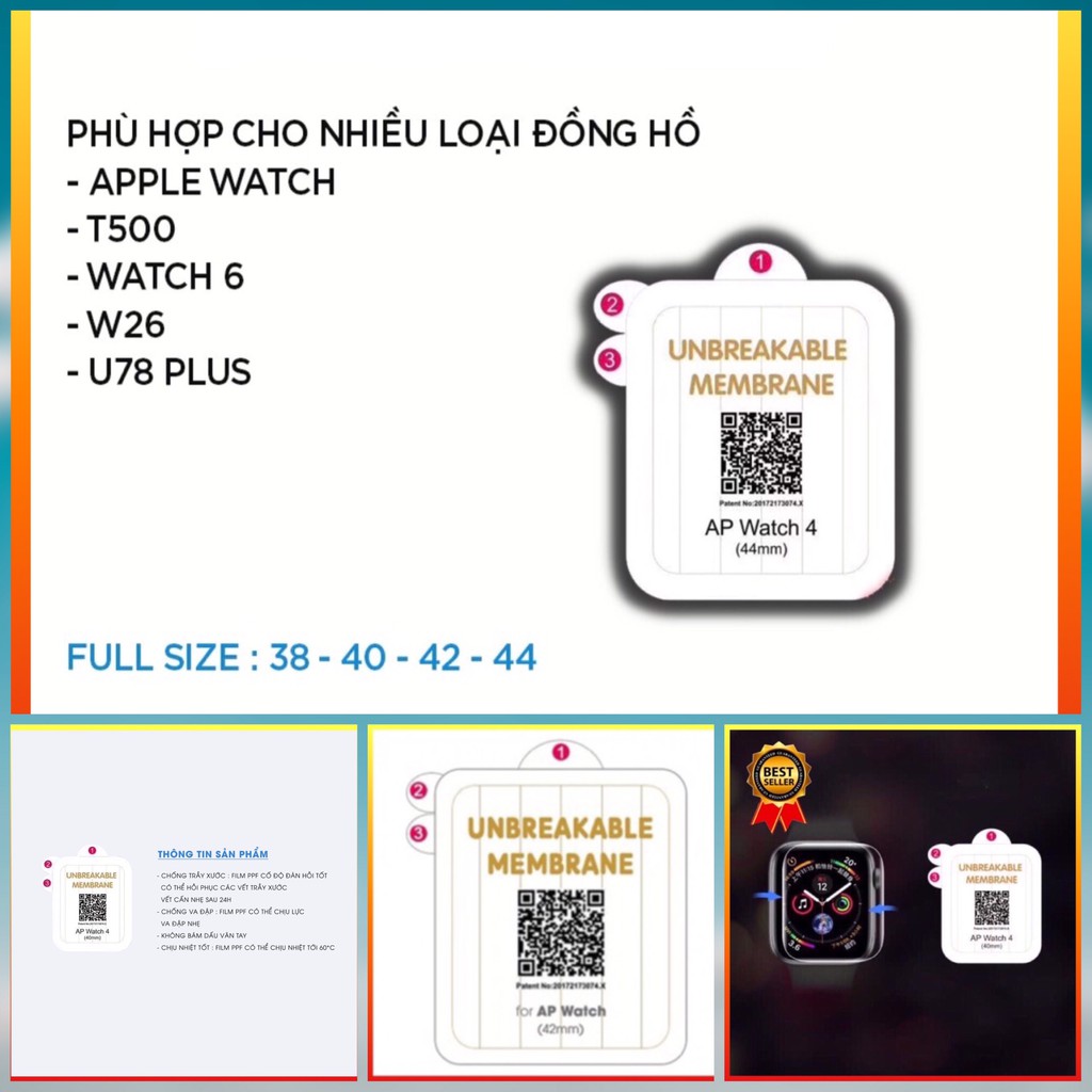 Dán ppf apple watch,dán chống trầy đồng hồ thông minh,tự phục hồi vết xước,đủ size 38/42/40/44/41/45mm