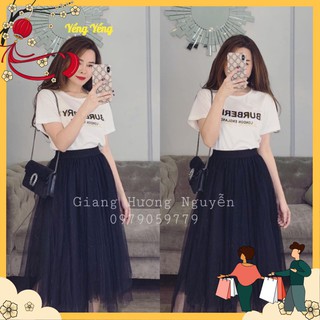 Chân váy ren dài 2 lớp