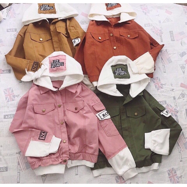 🍂🍒KHOÁC JEANS PHỐI NÓN NỈ + ẢNH THẬT🍂