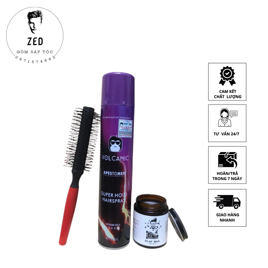 Combo Gôm Sáp Vuốt Tóc VOLCANIC + CLAY WAX Trắng 100gr Tạo Kiểu, Giữ Nếp Cho Tóc. Hàng Chính Hãng [Zed]