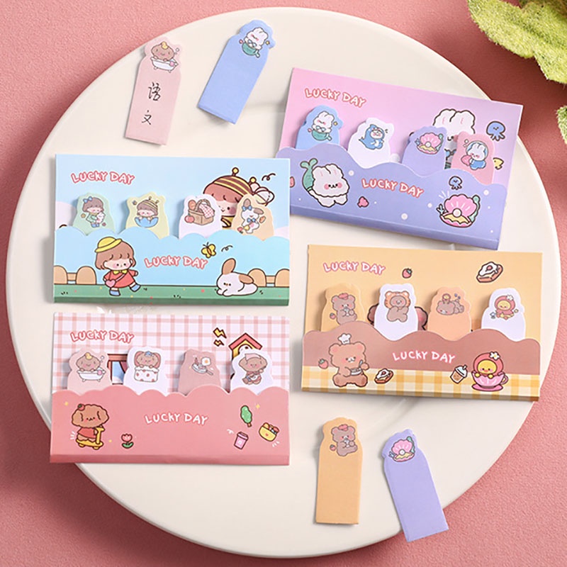 Set 80 Tờ Giấy Ghi Chú Họa Tiết Hoạt Hình Dễ Thương Cho Học Sinh