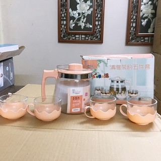 [Hot] Bộ bình trà kèm 4 cốc thuỷ tinh