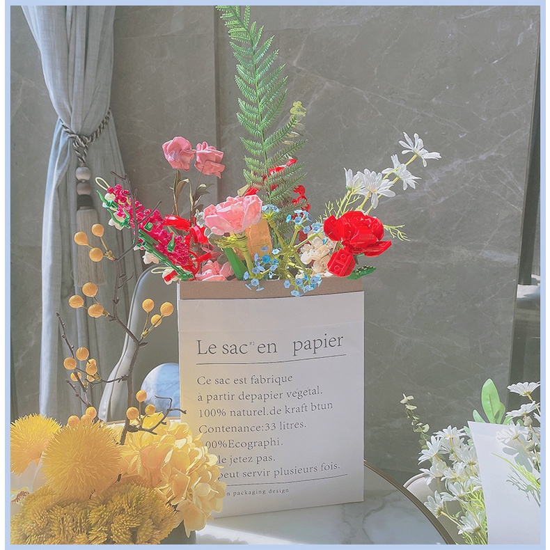 ZHAN QI TOYS Bộ đồ chơi lắp ráp bó hoa sáng tạo DIY dành cho trẻ em