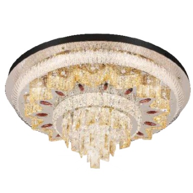 Đèn Mâm Ốp Trần Pha Lê 3 Chế Độ LH – Đèn Mâm Pha Lê 2 Tầng Phòng Khách MO-1158-21 kích thước 600mm