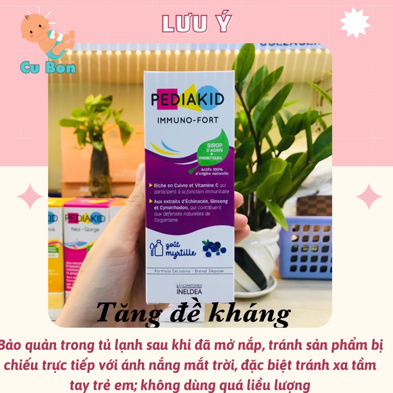 Siro Tăng Đề Kháng Cho bé Pediakid Immuno-Fortifiant 125Ml của Pháp từ sơ sinh và người lớn cải thiện hệ miễn dịch