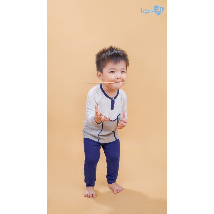Bons99 Bộ dài tay chất liệu petit viền size 6-4y