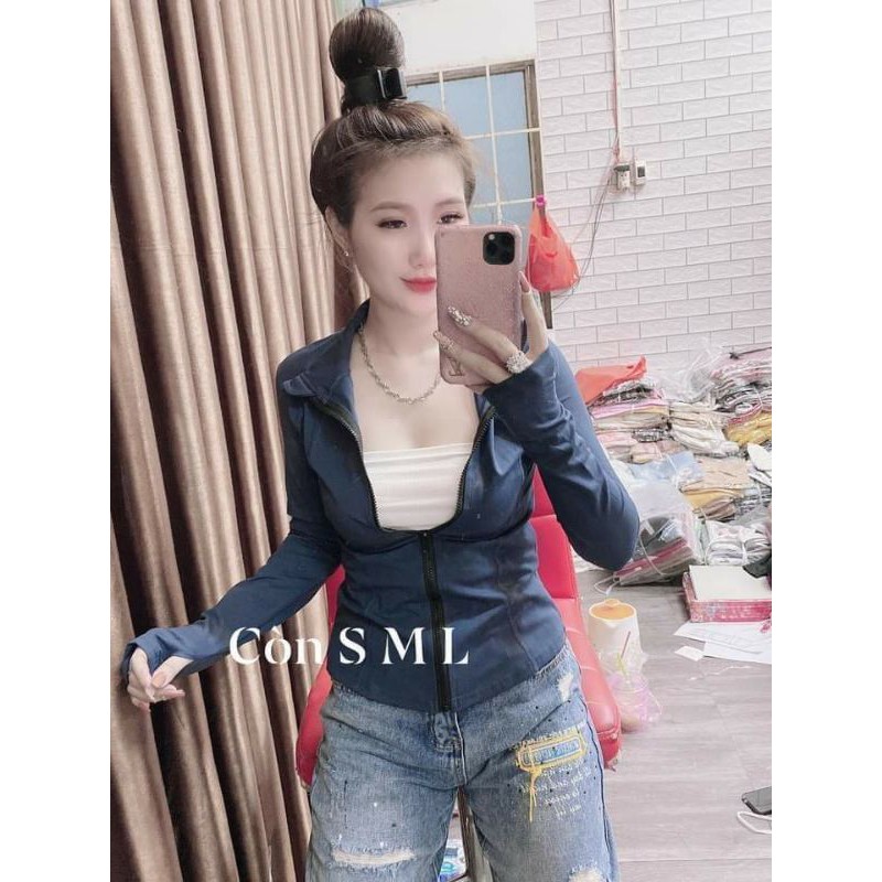 Áo khoác thể thao nữ ôm Body Không Nón [Đen, Xanh, Tím] | BigBuy360 - bigbuy360.vn