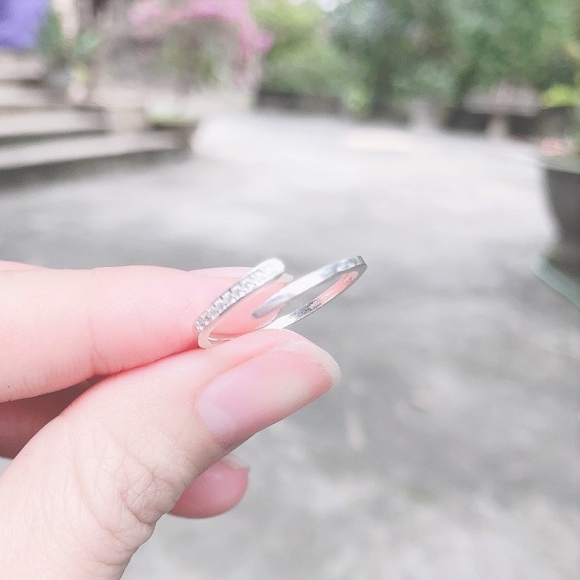 Nhẫn bạc nữ dạng hở đính đá 1 bên NH001 -Chất liệu bạc ta trang sức Bạc Evasilver