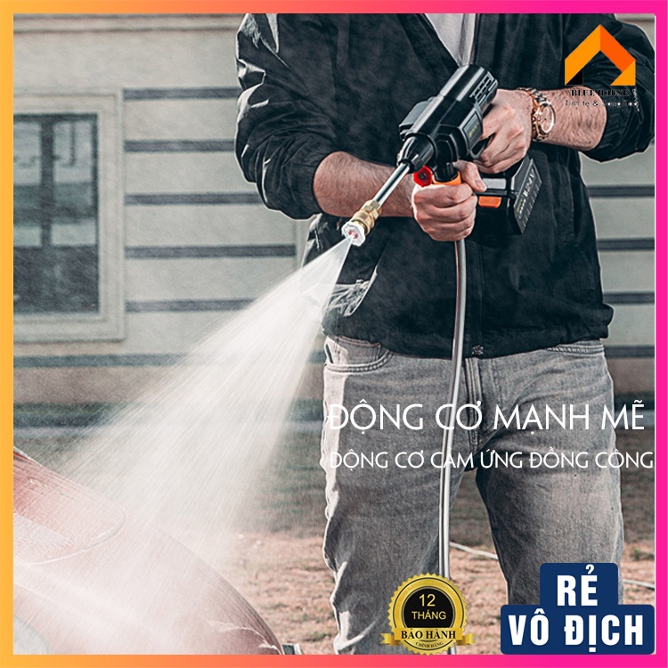 Máy rửa xe ô tô, máy rửa xe mini dùng pin 2h cao cấp - Hàng  chính hãng