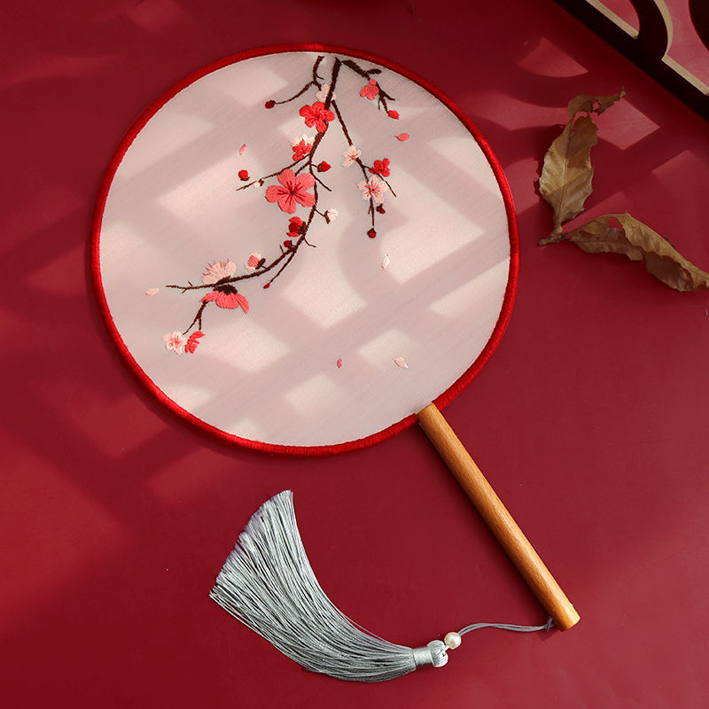 Thêu Handmade/Antique hand embroidered hand fan, Chinese fan