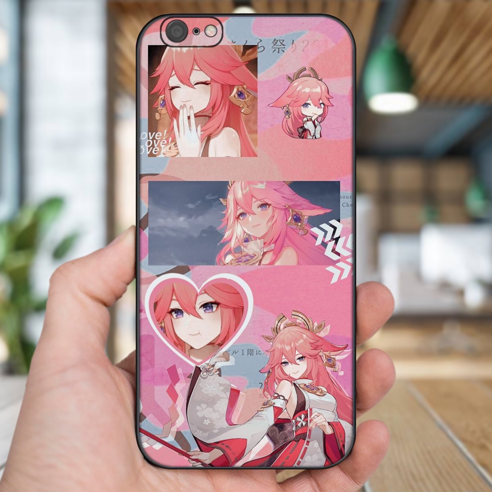 Ốp lưng iPhone 6 Plus, 6s Plus dẻo đen cạnh vuông in hình Yae Miko Genshin Impact