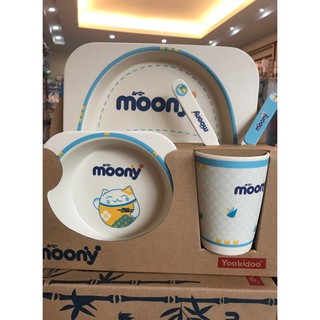 Bộ bát ăn dặm Yookidoo (sợi tre) - Quà tặng bỉm Moony